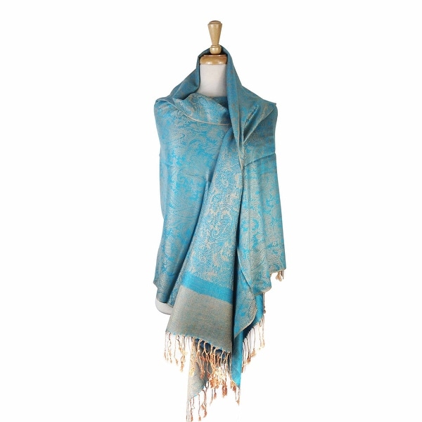 Paisley Jacquard Pashmina Shawl Wrap Scarf Stole - 28" width x 78" length with Fringes