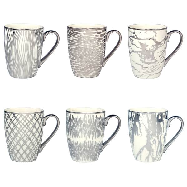slide 2 of 9, Certified International Matrix Silver Plated Tapered 16 oz. Mugs, Set of 6 Assorted Designs