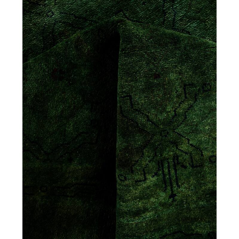 Overdyed One-of-a-Kind Hand-Knotted Area Rug - Green - 4' 0" x 6' 1"