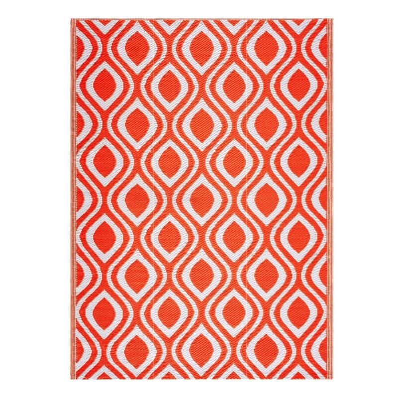 Playa Rug Outdoor Recycled Reversible Plastic Folded Mat/Rug Venice Collection Lightweight & Weather, Water and UV Resistant - 2'4''x6' - Orange&White