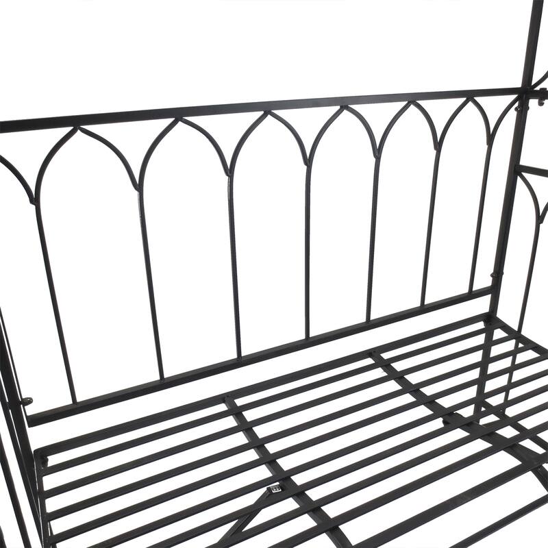 Outsunny Metal Trellis Arbor Arch for Climbing Plants with Garden Bench