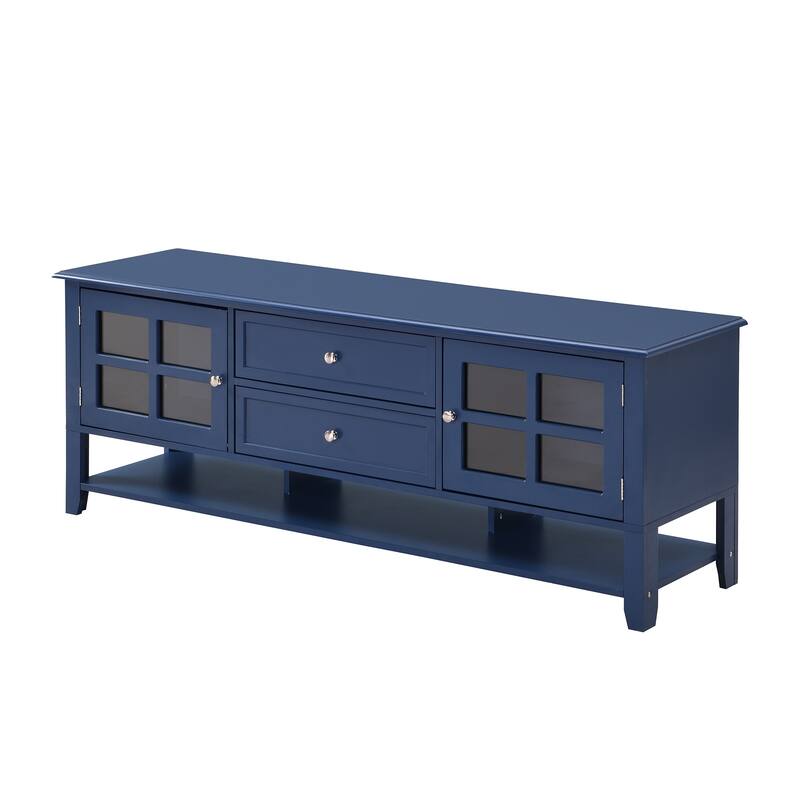 Modern TV Cabinet for 60" TVs with Silent Magnetic Doors - Media Console with Ample Storage