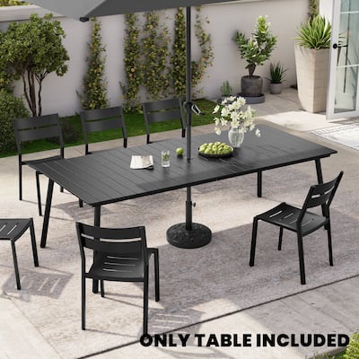 Outdoor Patio Rectangle Aluminum Dining Table with Umbrella Hole