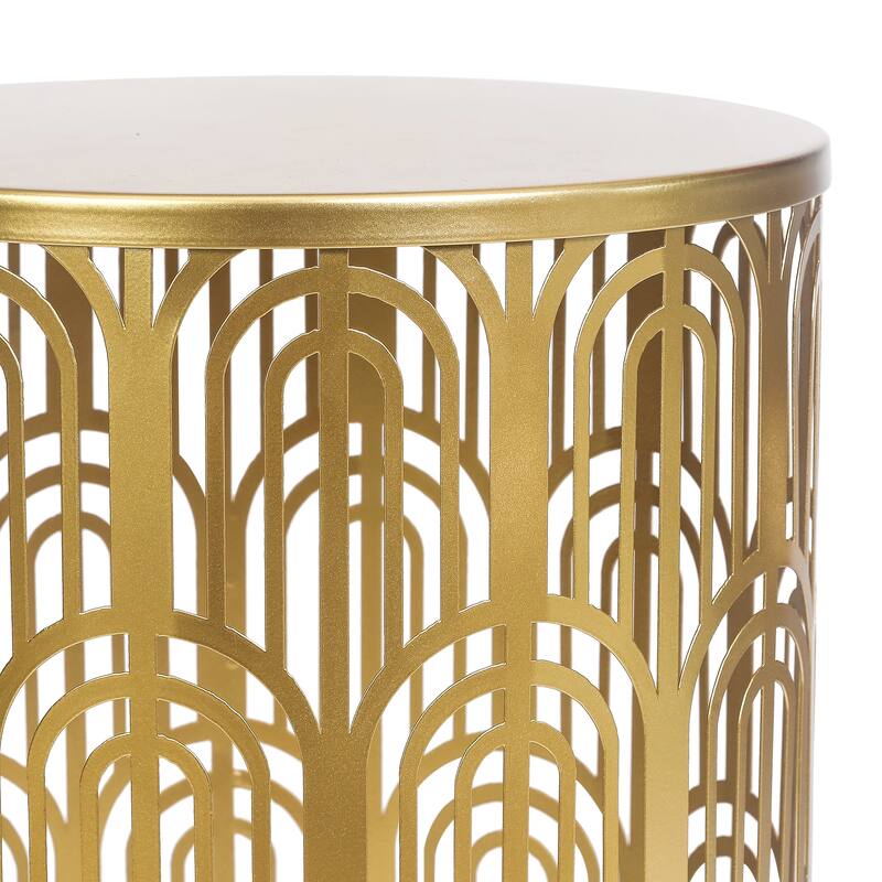 Adeco Set of 2 Round Metal Nesting Side End Tables Set - set of 2