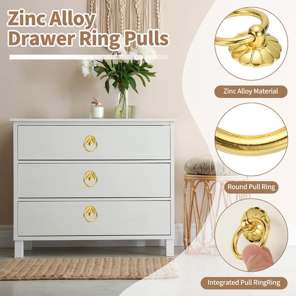 gold ring knobs for dresser Uxcell Round Ring Pulls, 2Pcs Drawers Knobs Gold Circle Drawer Handles Single Hole for Dresser Cupboard Wardrobe