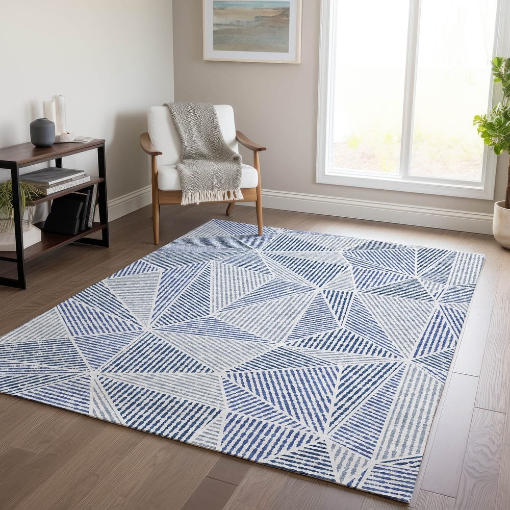 Machine Washable Indoor/ Outdoor Chantille Mosaic Geometric Rug
