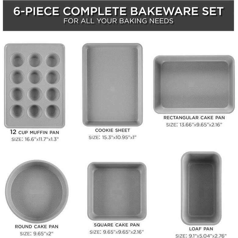 Country Kitchen Nonstick Heavy Duty Stackable Bakeware Set - Durable, Easy Release Baking Set, 6 Pcs
