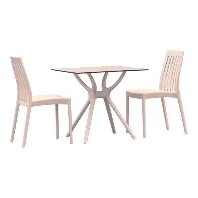 3-Piece White Recyclable Outdoor Patio Dining Set 35"