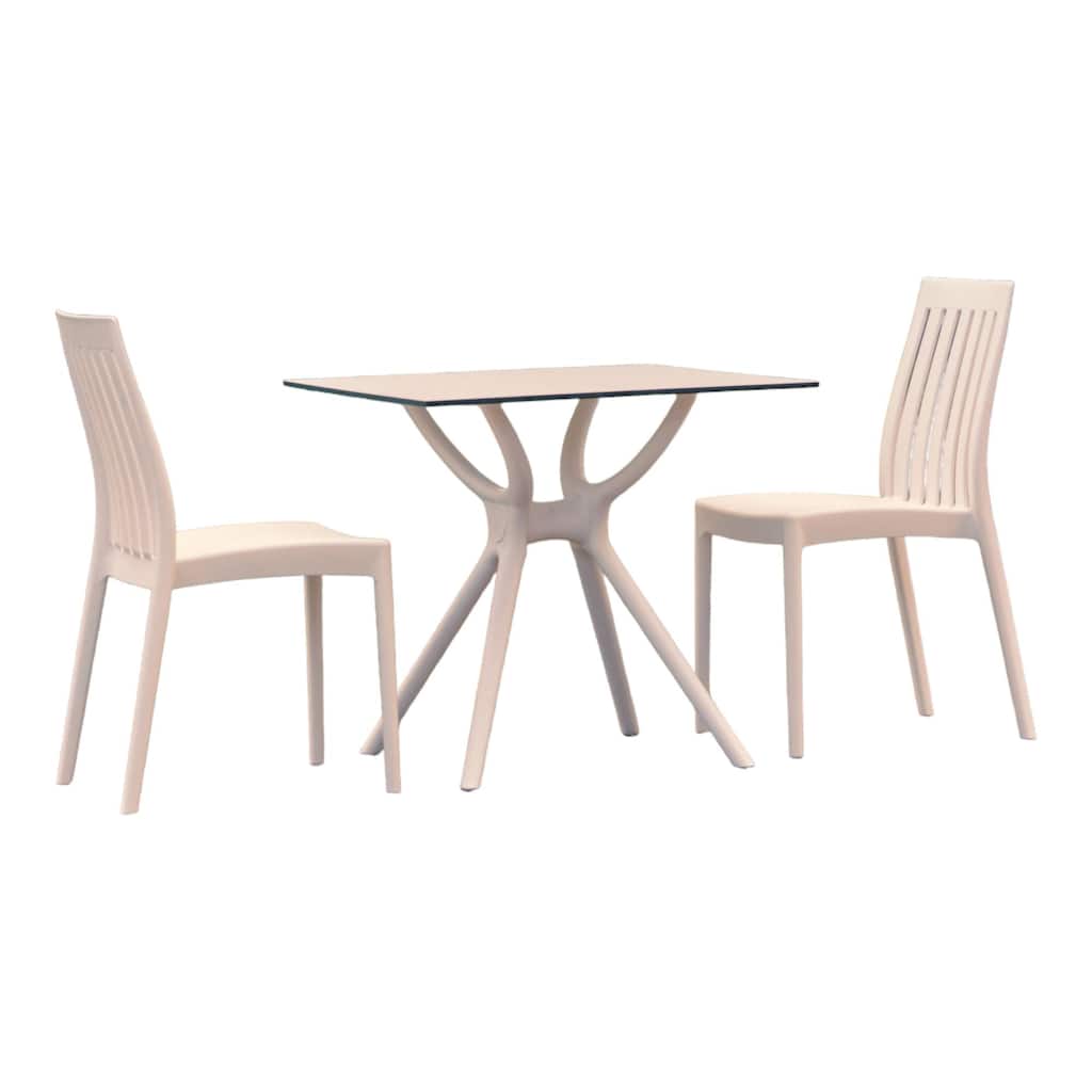 3-Piece White Recyclable Outdoor Patio Dining Set 35"