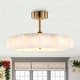 preview thumbnail 11 of 10, 29.6" Farmhouse White Silk Fabric 3-blade Fandelier Bladeless Ceiling Fan with Light and Remote