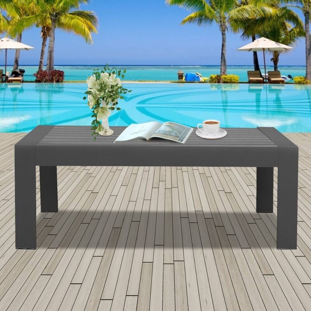 Outdoor Patio Rectangle Aluminum Coffee Table Furniture