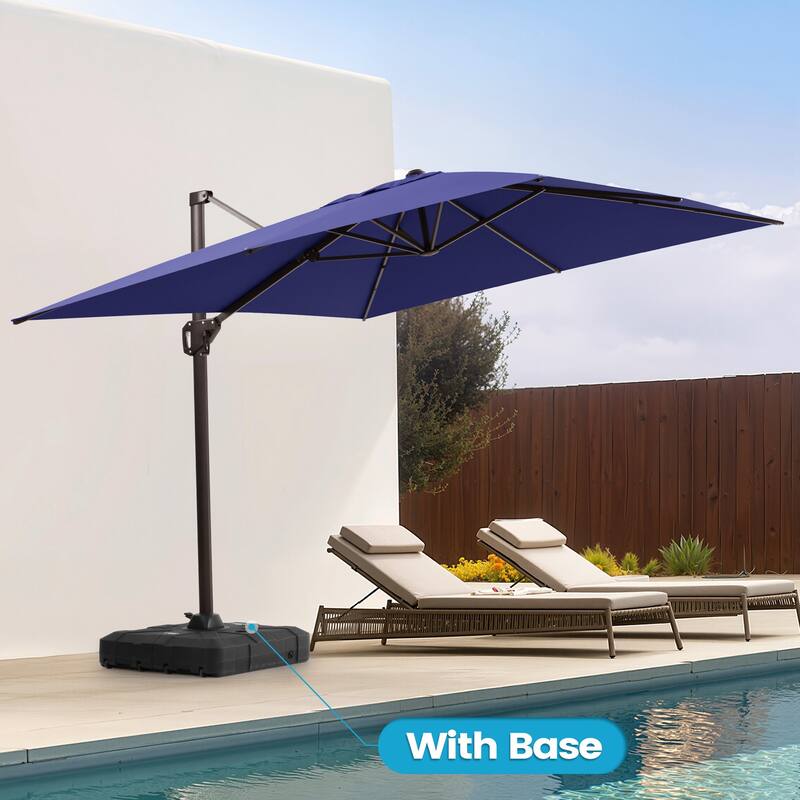 Outdoor 11 x 9 FT Patio 360 Degree Rotation Cantilever Umbrella with Base