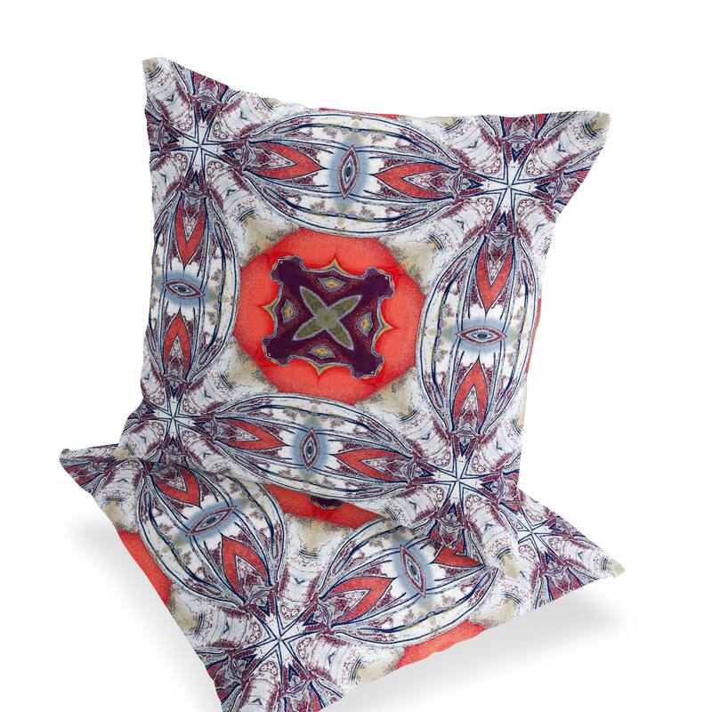 HomeRoots Set of Two 16" X 16" Blue and Gray Blown Seam Floral Indoor Outdoor Throw Pillow - 16.00' X '16.00' X '5.00