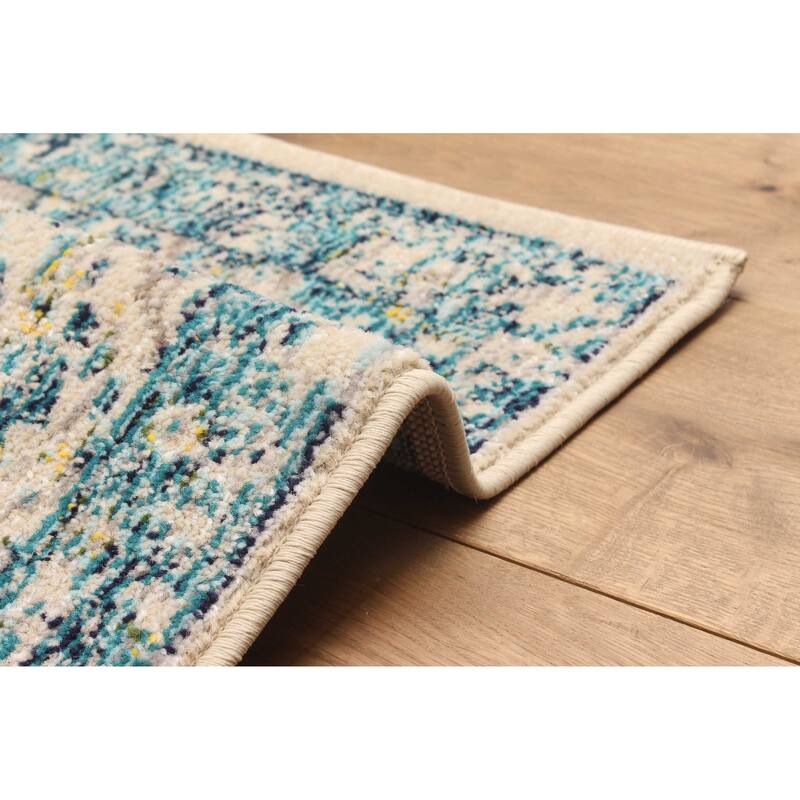 ECARPETGALLERY Machine Made Daria Blue Area Rug