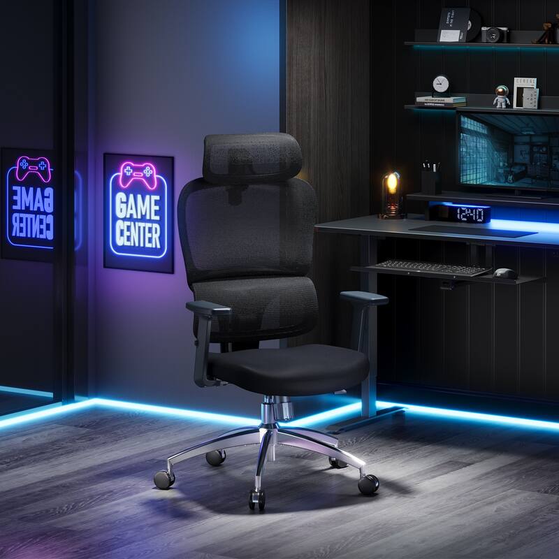 SIHOO M56C Office Chair, Stylish Desk Chair with Big Seat, Black - N/A