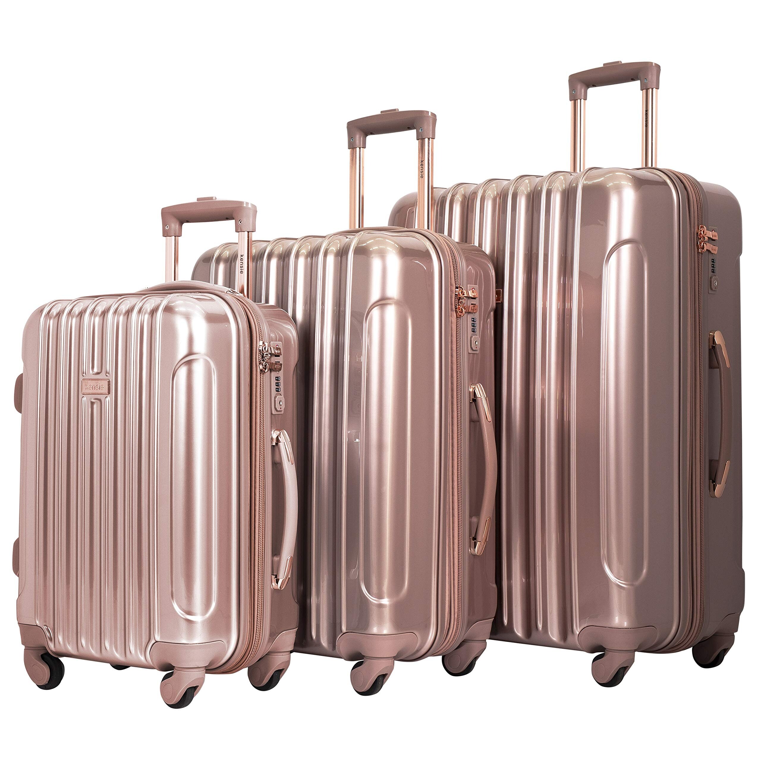 3 piece rose gold luggage set 2025