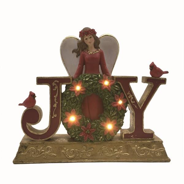 slide 2 of 2, Transpac Resin Multicolored Christmas Light Up Crimson Joy Decor