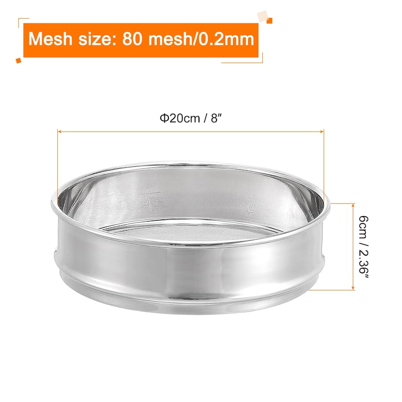 80 Mesh Lab Sieve, 8" Diameter Test Sieve 304 Stainless Steel Wire Cloth (0.2mm) - Silver - 8", 80 Mesh - Silver - 8", 80 Mesh