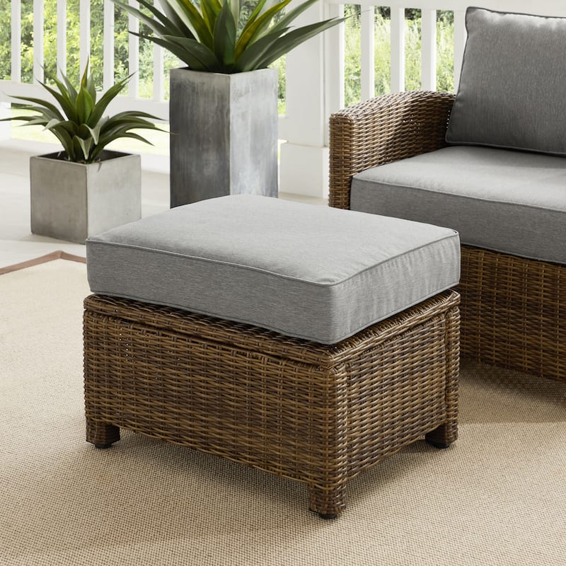 Crosley Bradenton Outdoor Wicker Ottoman - 25 "W x	20 "D x 18.5 "H