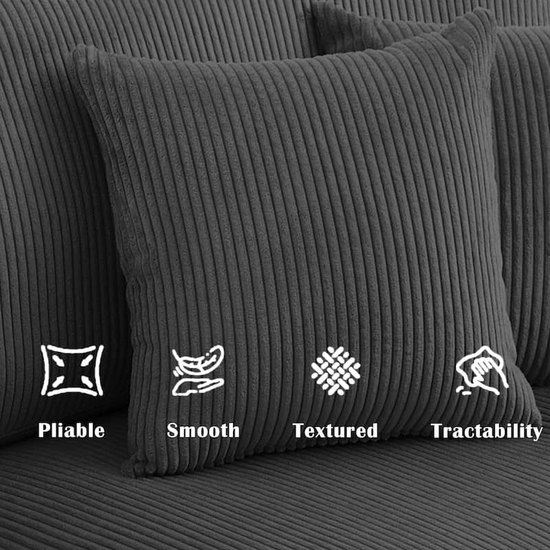 Set of 2 Decorative Corduroy Throw Pillows for Couch & Bed