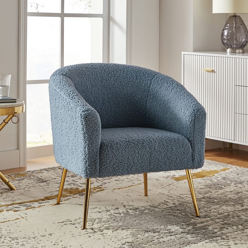 Rovigo Modern Upholstered Living Room Accent Barrel Chair with Metal Legs by HULALA HOME - BLUE