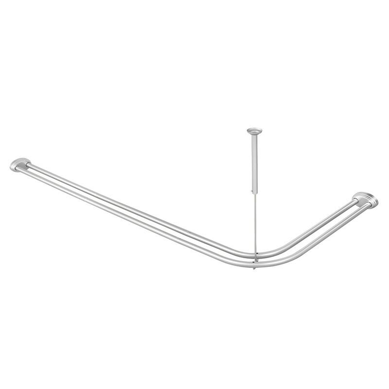 Utopia Alley Rustproof Aluminum Double L Shaped Shower Curtain Rod 72" L x 31.7" W, with 24 Shower Hooks included, Wall Mounted