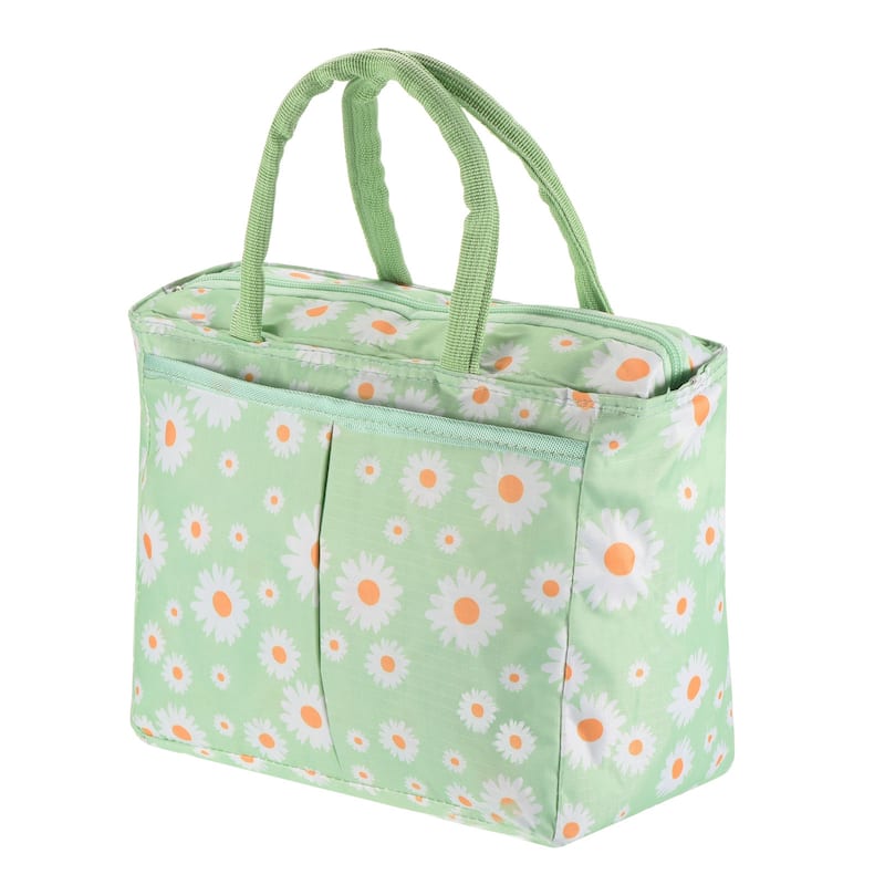 Lunch Bag Tote Bag with Pocket for Work Picnic 9.4"x5.5"x7.9", Green