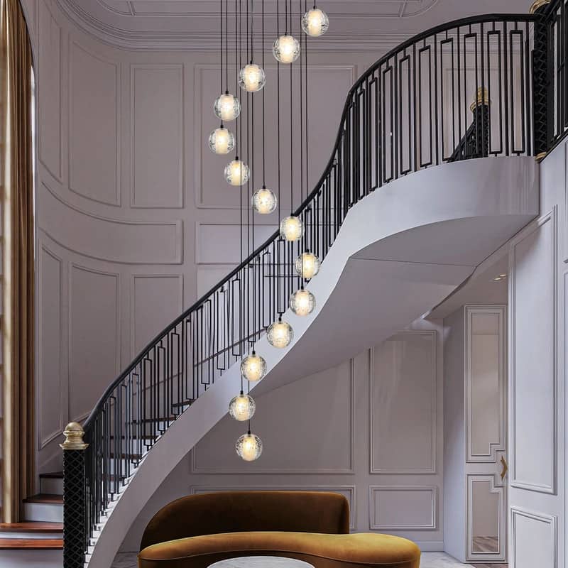 KAYLA 14-Lights Black Staircase Chandelier, Modern Pendant Light Fixture for Entryway, Living Room, Dinning Room, Foyer