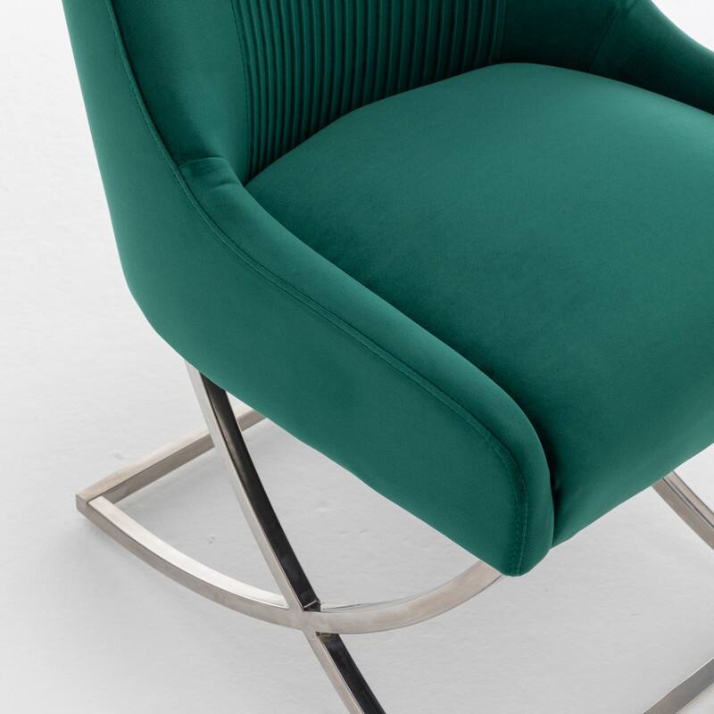 Modern Contempoary Velvet Dining Chair Set of 2 with Metal Frame Legs and Back Pull