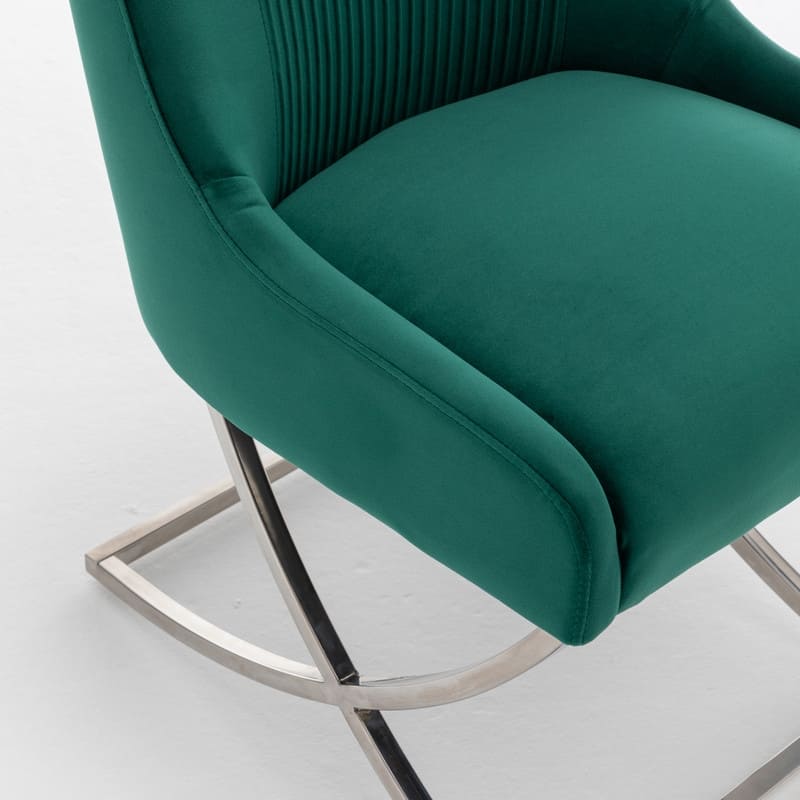 Modern Contempoary Velvet Dining Chair Set of 4 with Metal Frame Legs and Back Pull