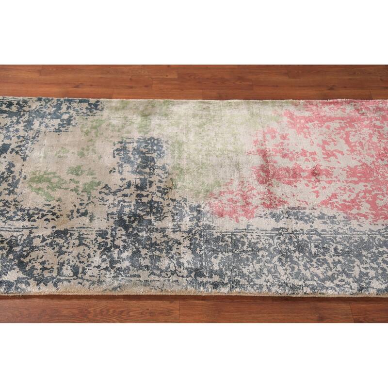 Colorful Abstract Contemporary Foyer Rug Handmade Wool Carpet - 3'1"x 6'4"