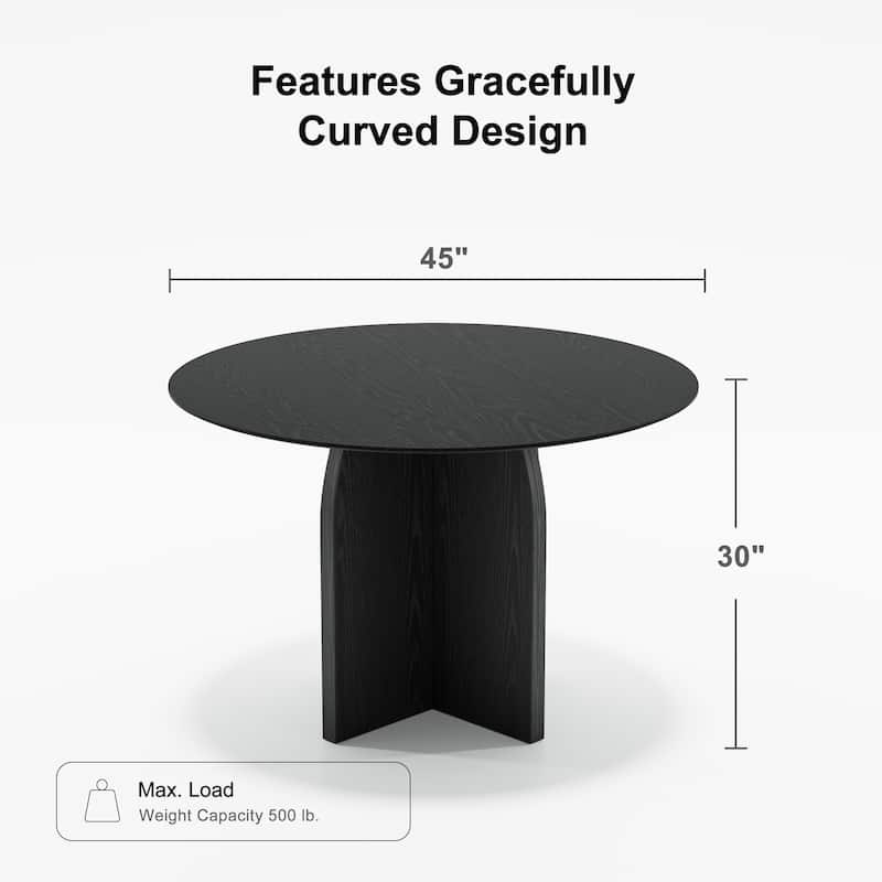 Solid Wood Round Dining Table with Finish and Elegant Arched Legs for Modern Dining Rooms & Kitchens