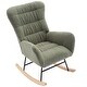 preview thumbnail 7 of 21, Teddy Upholstered Nursery Rocking Chair with High Backrest Green