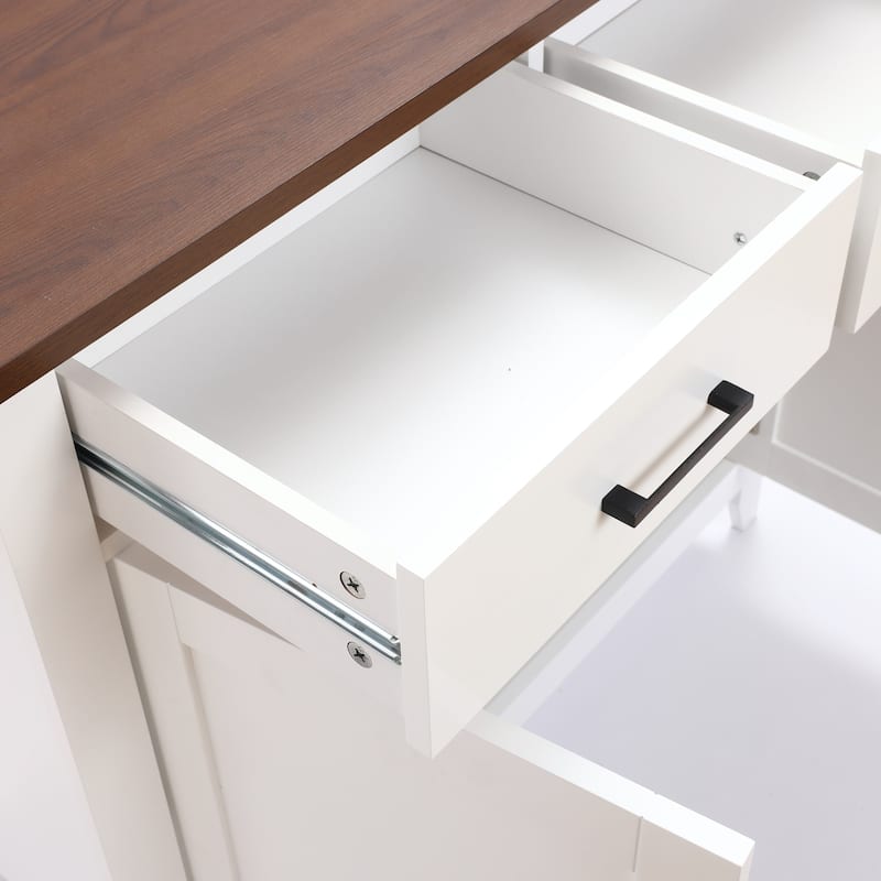 White Wood 2-Drawer 2-Door Sideboard Storage Cabinet - 32.83" H x 35.81" W x 15.75" D