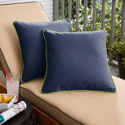 Sunbrella Canvas Navy/ Canvas Macaw Indoor/ Outdoor Pillow Set