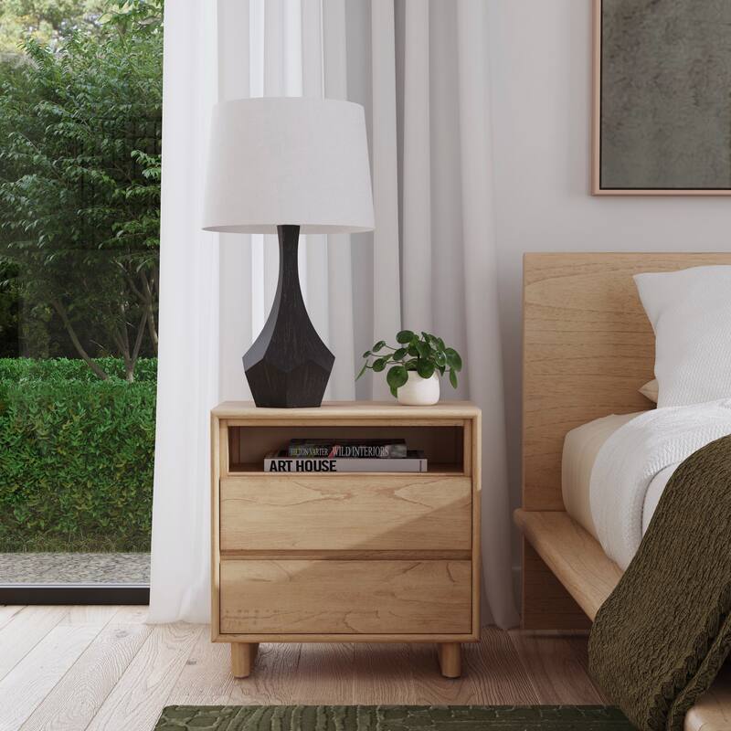 Halmstad 24 in. W Wood Panel 2 Drawer Nightstand with Soft-Closing Drawers - Blonde Oak