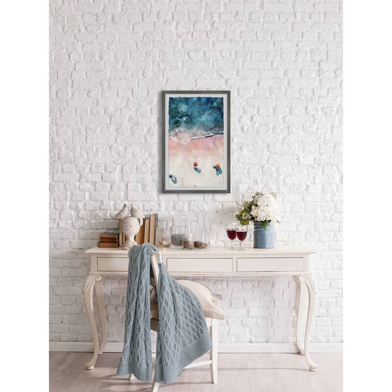 Beach Scene Framed Painting Print - Coastal Wall Art Decor - Victorian Style Home Decor