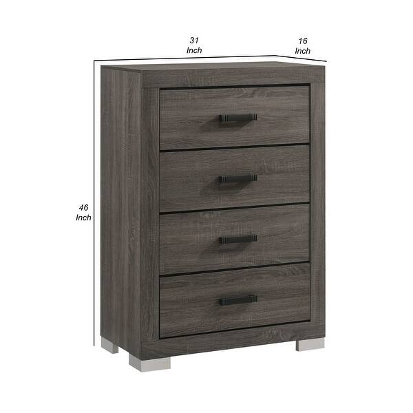Lola 46 Inch Tall Dresser Chest, 4 Drawers, Metal Bar Handles, Dark Gray -  Bed Bath & Beyond - 38387728