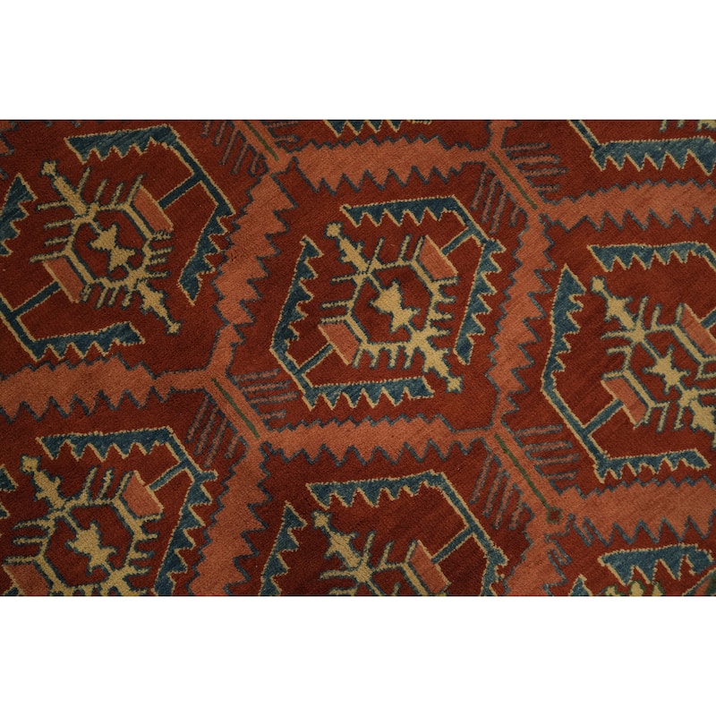 Hand Knotted Oriental 100% Wool Carpet Transitional Tribal Oranges & Rust Anatolian Area Rug - 8' 10'' X 7' 5''