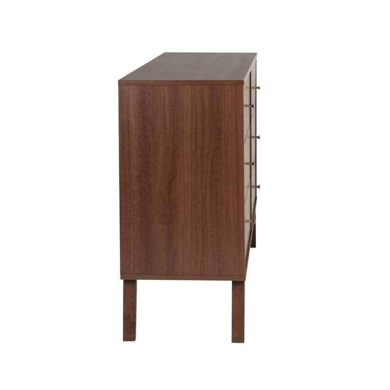 Prepac Milo Mid-Century Modern 6 Drawer Double Dresser for Bedroom, Chest of Drawers, Contemporary Bedroom Furniture
