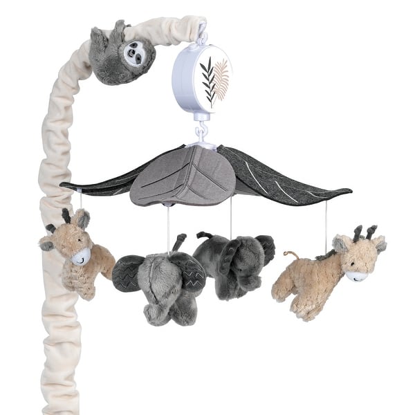 slide 2 of 6, Lambs & Ivy Baby Jungle Animals Gray/Tan Musical Crib Mobile Soother Toy