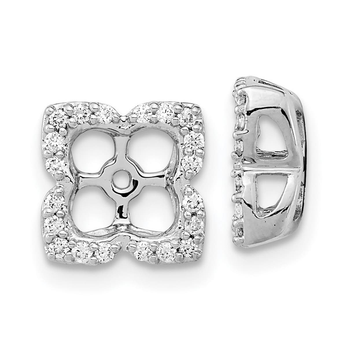 Curata 14k White Gold Diamond Earrings Jackets - 8x8mm Wide