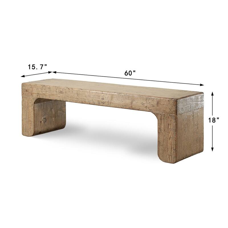 Approx. 60 Inches Long 16 Inches Deep Elba Bench Weathered Gray