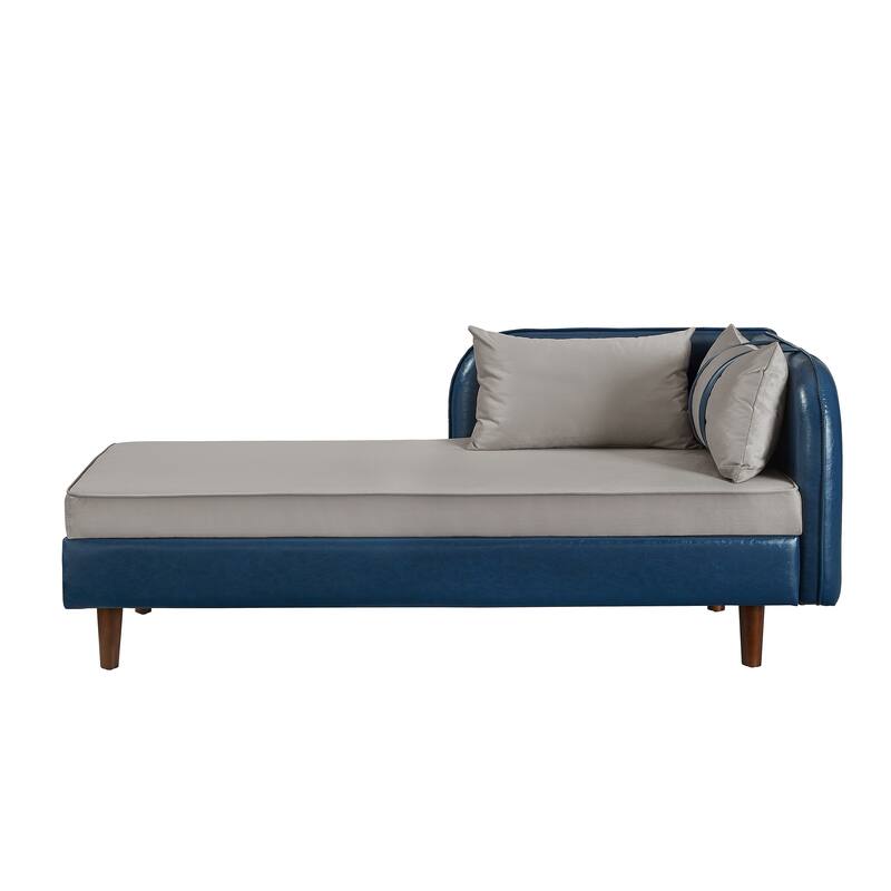 65" Storage Chaise Lounge Sofa with PU and Velvet Upholstery, Modern Sleeper Sofa with Hidden Storage
