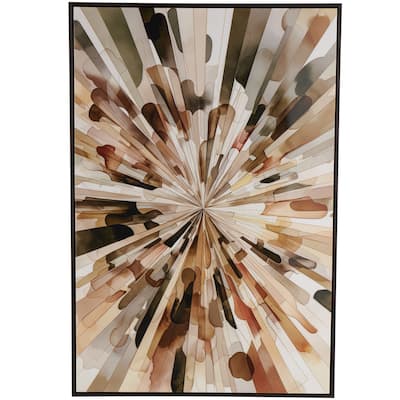 Canvas Abstract Radial Living Room Framed Wall Art with Black Frame - Multi Colored - Roche River Decor