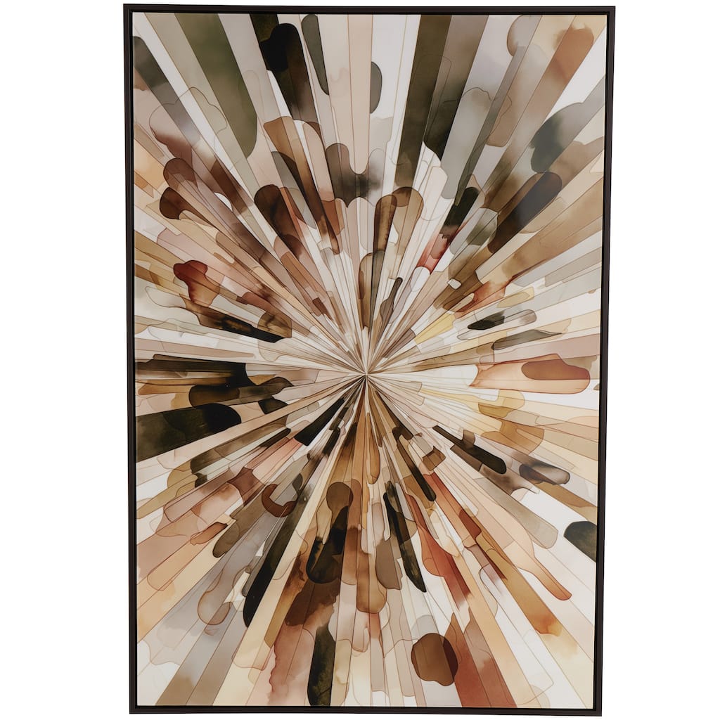Canvas Abstract Radial Living Room Framed Wall Art with Black Frame - Multi Colored - Roche River Decor