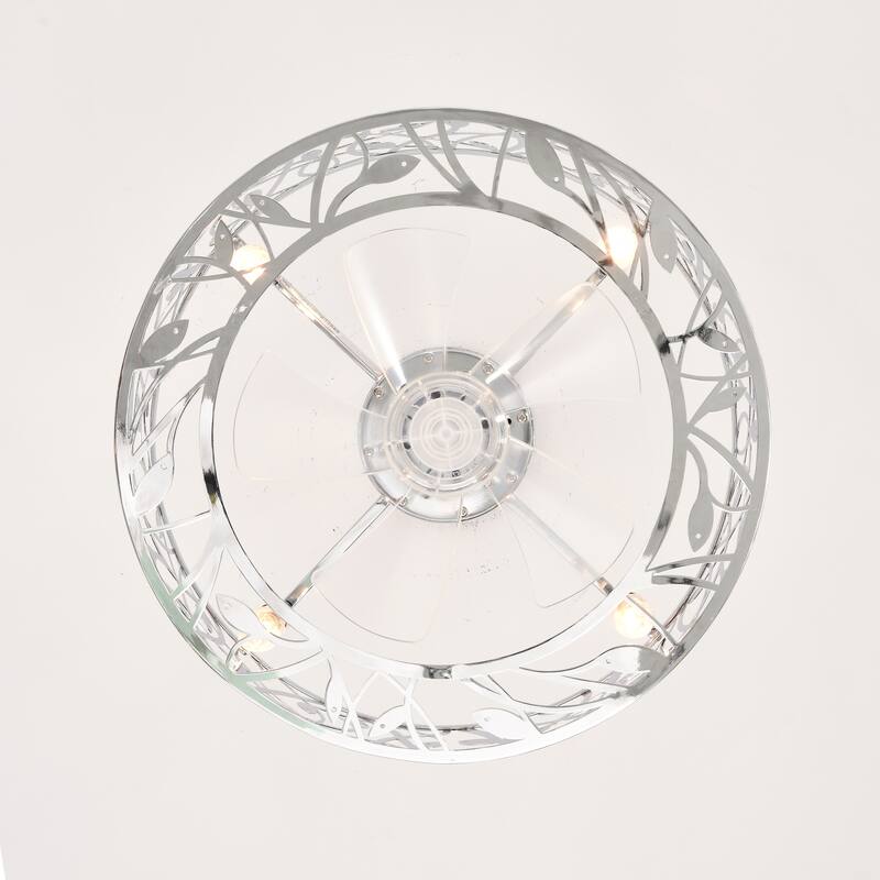 Cage Ceiling Fan Light with 5 Blades and Remote Control, 3 Speed Settings for Bedroom and Living Room