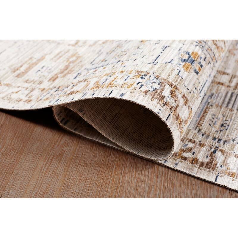 Terra by Obeetee Ava Diamond Medallion Ivory Rug