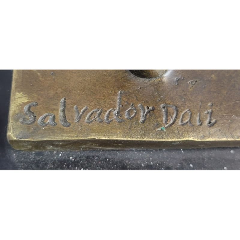 Salvador Dali Cosmic Rhinoceros Surreal Rhino Bronze Sculpture Statue On Marble Base