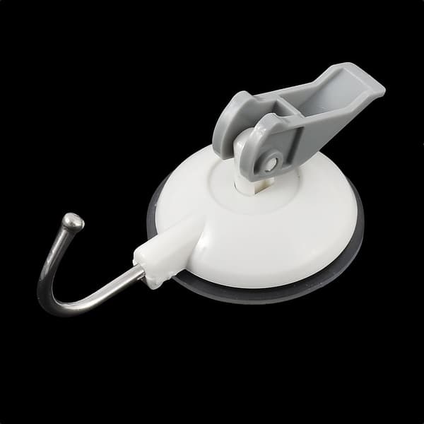Home Bathroom Kitchen Plastic Round Shaped Shell Suction Cup Hook 2pcs -  White,Grey,Silver - 2.8 x 1.7 x 1.1(L*W*T) - Bed Bath & Beyond - 22412436